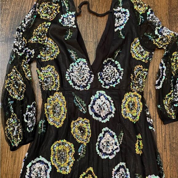 Anthropologie Floral Sequin Dress Let me Be-Q15 - Picture 13 of 14